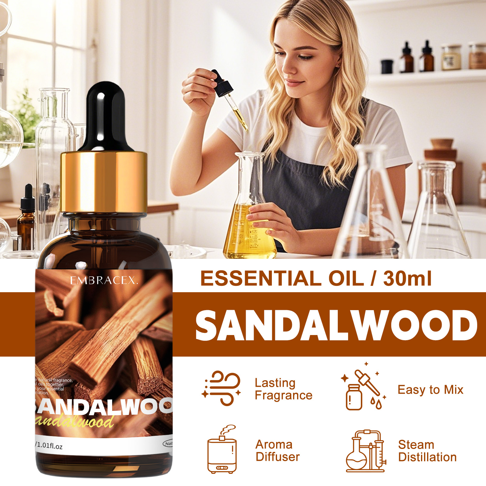 30ml Sandalwood Natural Plant  - огляд і ціна Candle Making Oil Scents